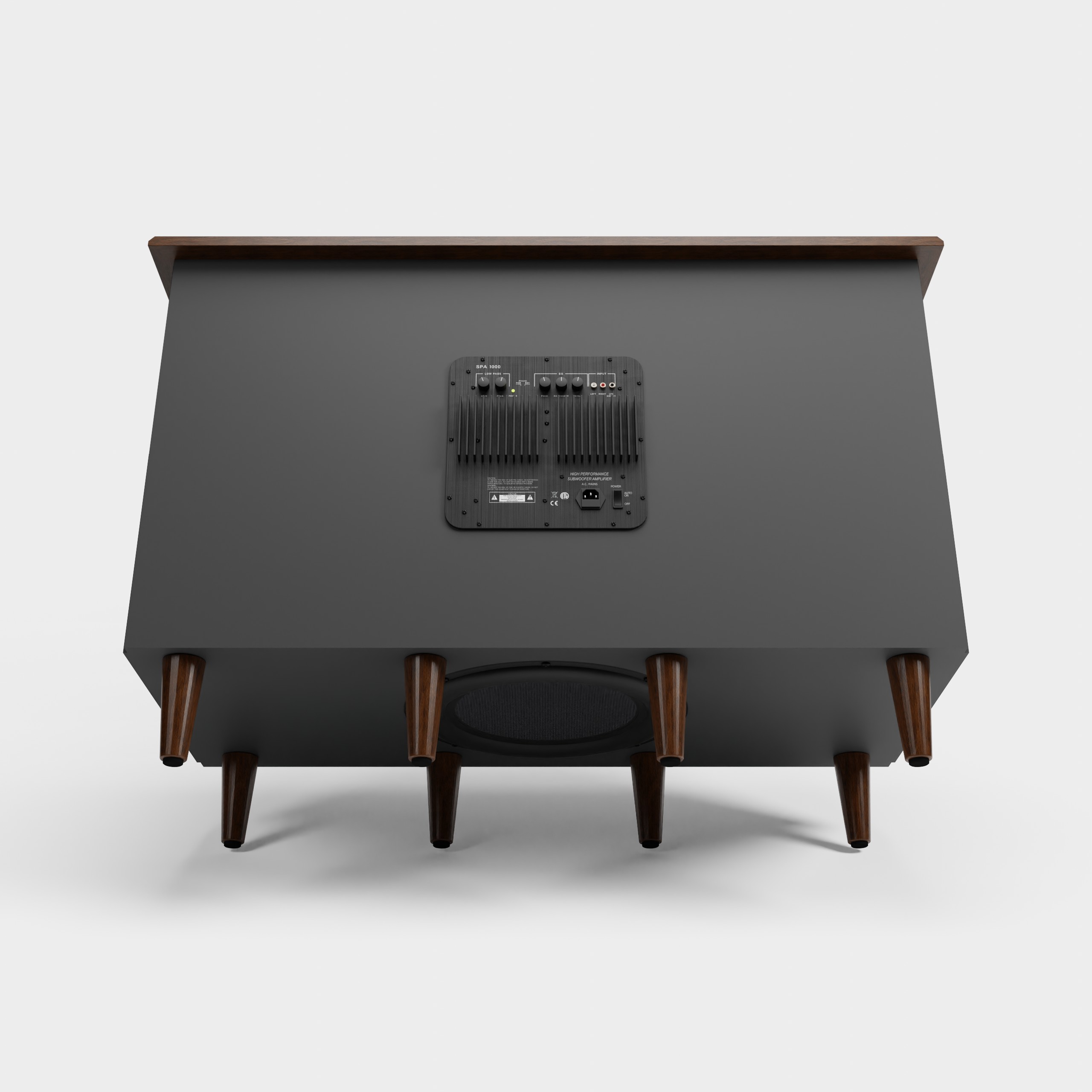 S18 Subwoofer, Sienna Red Oak/Tricom Black Finish, Farmhouse S18 Style, Back